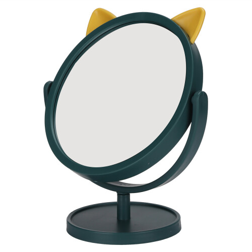 Portable Mirror Foldable Mirror with Base Plate with Storage Function Adjustable Angle Vanity Mirror Cat Ear Shape Design for Bedroom Bathroom 2
