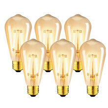 Ampoules LED 6W style vintage antique avec culot E27, non dimmables, équivalent à une ampoule 48W, blanc chaud 2200K, verre ambré, écologiques,