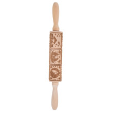 Wooden Embossing Rolling Pin with Christmas Theme, Deep Engraved Baking Supplies for Cookie Dough and Pastry, Cute Kitchen Decor DIY Tool for Kids