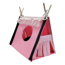 Cabana estilo tenda para pequenos animais com cortina na porta, interior em feltro macio e confortável, casa aconchegante para pequenos animais,