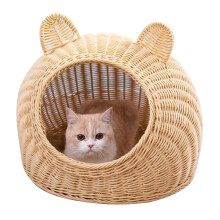 Katzenversteck, atmungsaktives und komfortables, halbgeschlossenes Design, gewebtes Nest für Wohnungskatzen, waschbar und leicht zu reinigen, glatte