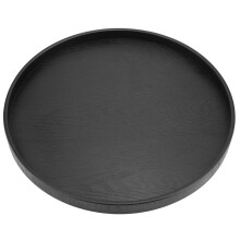 Bandeja multifuncional de madera maciza con forma redonda y bordes elevados, bandeja antideslizante para mesa de centro para alimentos y bebidas,