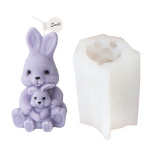 Rabbit Aromatherapy Candle Making Silicone-Rabbit holding baby
