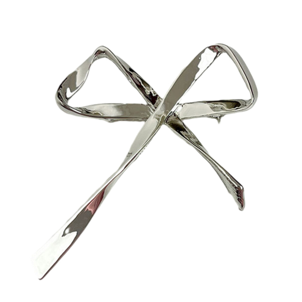Silver Stylish Bowknot Brooch For Women Handmade Butterfly Knot