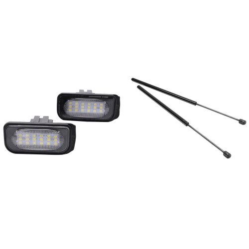 2 Pcs No Error License Plate Light Base & 2 Pcs Front Engine Hood Support Rod