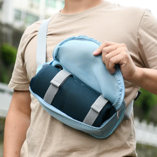Waterproof Speaker Bag For JBL Flip 6 With Adjustable Strap Nylon Construction Blue 2
