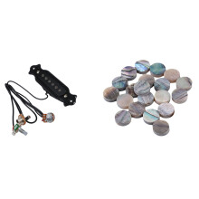Magnetic Acoustic Pickup for Guitar Black with 20PCS Green Paua Abalone Inlay Dots 6mm Guitar Ukulele Banjo Maker
