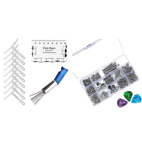 1 Set Electric Guitar Screw Kit with 9Pcs Understring Radius Gauge + String Action Ruler Gauge Tool