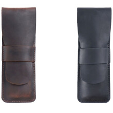 2PCS Handmade Pencil Storage Bag Cowhide Fountain Pen Case Holder Vintage Retro Accessories for Travel Journal, C & B