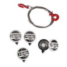 1x Steel Tow Rope with Hooks for SCX10 Wraith Axial D90 Toy Parts & 4Pcs RC Car Round LED Light Cover