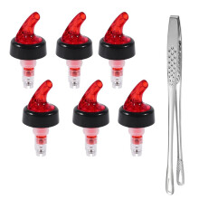 1 Pcs 9.4-Inch Tweezer Tongs,Kitchen Tweezer Tongs & 6 Pcs Measure Liquor Pourer,Plastic Measured Liquor Pourer