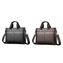 LINGZHIDAISHU 2Pcs Business Men's Briefcase Handbag Leather Men's Laptop Bag Messenger Bag Men Black & Brown
