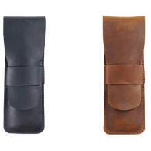 2PCS Handmade Pencil Storage Bag Cowhide Fountain Pen Case Holder Vintage Retro Accessories for Travel Journal, A & B