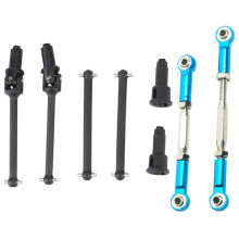 2 Set RC Car Part: 1 Set Metal Adjustable Steering Linkage Servo Link Pull Rod & 1 Set Front Rear Drive Shaft