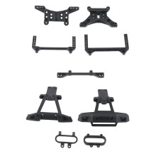 2 Set RC Car Parts: 1 Set Front Rear Bumper Assembly & 1 Set Front Rear Shock Towers Body Posts Set