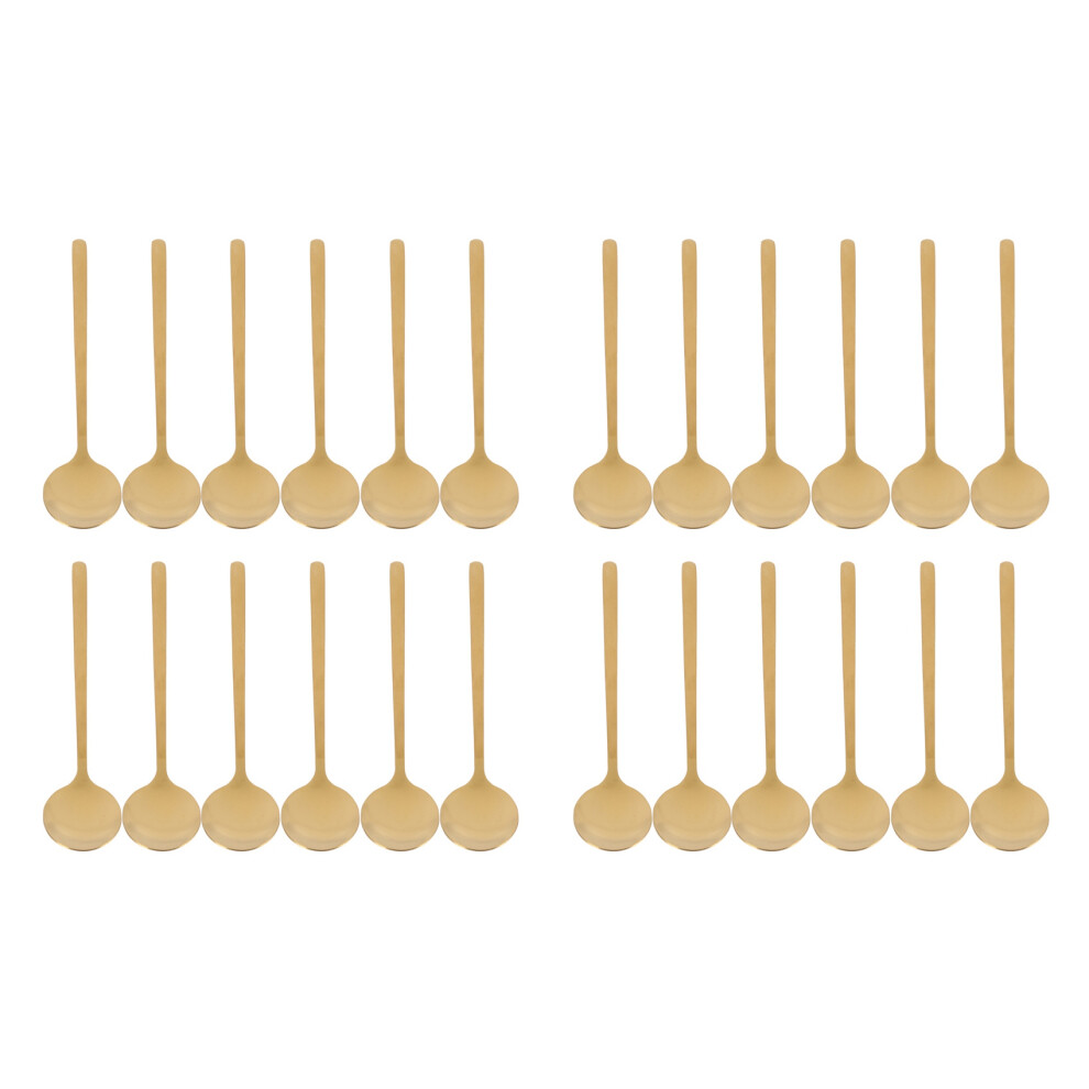 24Pcs Round Shape Coffee Spoon Stainless Steel Teaspoons Sugar Dessert Spoon (Gold) Gold 6031203002892