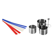 Measuring Dough Thickness Strips 18Inch,3 Size with 4PCS Round Cold Dish Mold and Push Plate Kitchen Hotel Dish Tool