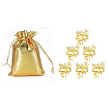 100 Pcs Gold Foil Organza Bag & 6 Pcs Deer Napkin Rings