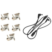 5 Guitar Effect Pedal 9V Power Supply Cable with 1/4 Inch Right Angle Plugs TS Mono Flat Low Style - 10 Pack