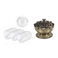 1 Pcs Buddha Incense Burner Lotus Flower Incense Holder Handmade Censer & 24 Pcs DIY 80mm Christmas Tree Hanging