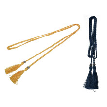 2PCS Woven Tassel Belt Knot Decorated Waist Chain Waist Rope, Gold & Navy
