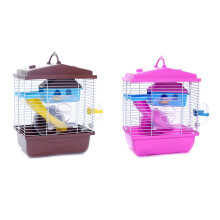 2 Pcs Pet Cage Hamster Cottage with Transparent Skylight Double Layer House for Golden Hamster Pet, Coffee &