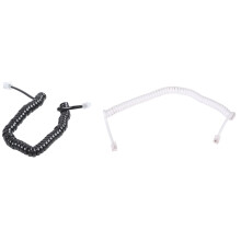 2PCS 24CM Black RJ9 Telephone Phone Modem Coil Cord Cable with 150CM White Stretchy RJ9 4P4C Telephone Coiled