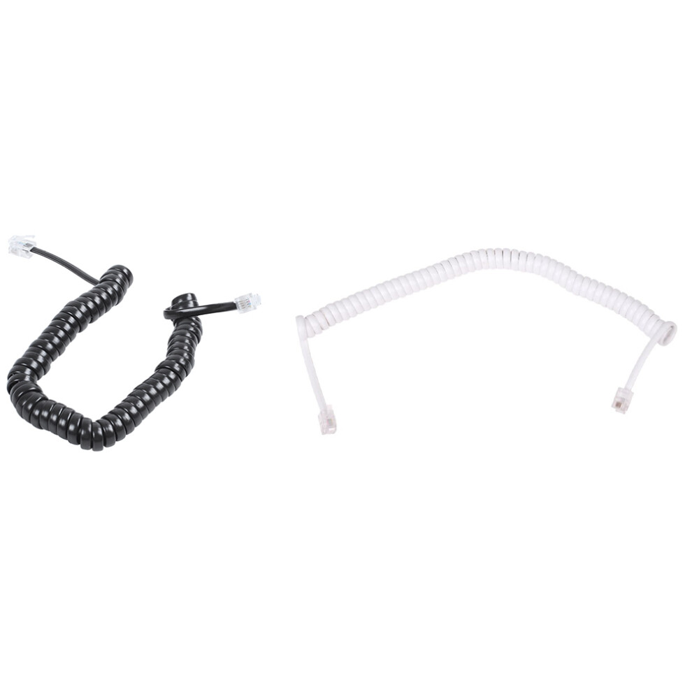2Pcs 24Cm Rj9 Telephone Phone Modem Coil Cord Cable With 150Cm Stretchy Rj9 4P4c Telephone Coiled Black/White 4711095982176