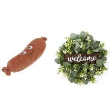 1 Pcs Stuffed Plush Sausage Toys Dolls & 1 Pcs Welcome Sign with Garland Door Decoration
