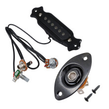 1x Magnetic Acoustic Pickup for Guitar Black & 1x Oval Indented Guitar Jack Plate30 BK Oval Indented Guitar Jack Plate