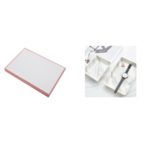 Velvet Jewelry Ring Display Organizer Case Tray & Ceramic Storage Tray Nordic Style Rectangular Marble Pattern 1