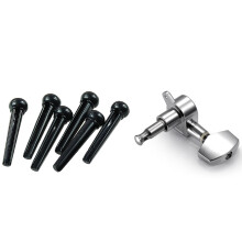 1 Set Acoustic Guitar Bridge Pins Saddle Nut Parts & 6 Pieces Silver Acoustic Guitar Machine Heads Knobs