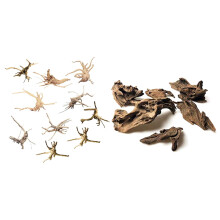 16 Pcs Reptiles Aquarium Fish Tank Decoration Fish Tank Cave Hideout Driftwood Brown & Wood Color
