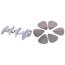 6Pcs Stainless Steel Guitar Picks-Silver with 3Pcs Metal Finger Picks + 1Pcs Thumb Pick Set