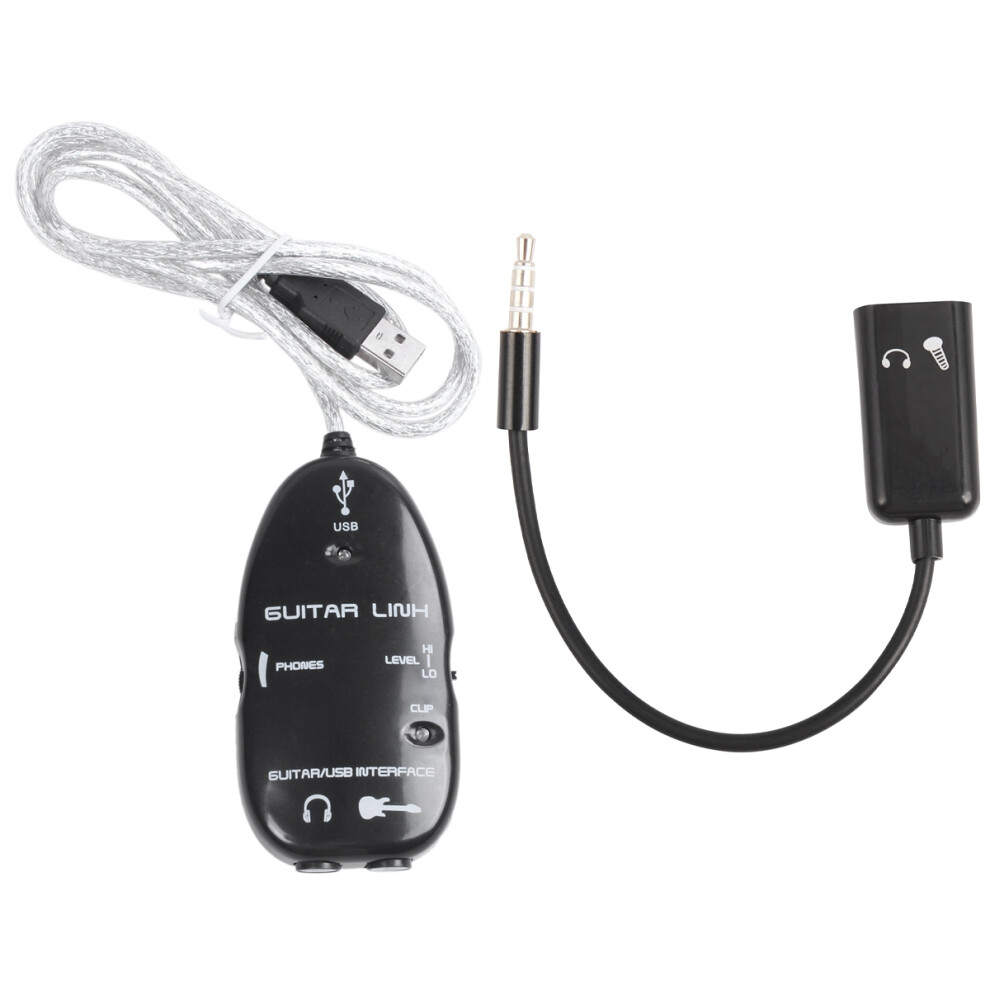 1 Pcs Guitar To Usb Interface Link Cable Adapter & 1 Pcs 3.5Mm Audio Splitter Male To Headphone + Microphone Adapter 6031508969050