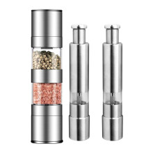 3 Pcs Salt and Pepper Grinder Set,Stainless Steel Salt Grinder with Adjustable Ceramic Rotor 22Cm & 15Cm