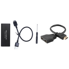 M.2  Ssd to USB 3.0 External Ssd Reader Adapter Enclosure with  Splitter  Male to Double Female Adapter