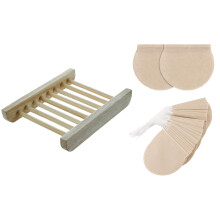 1 Pcs Wood-Color Trapezoid Natural Wood Soap Plate Box & 1 Set Disposable Empty Tea Bags Tea Infuser Drawstring Teabags