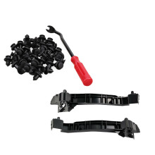 40Pcs 10mm Push-Type Plastic Bumper Flare Fastener Rivet & 1 Set Car Left and Right Front Bumper Bracket Kit