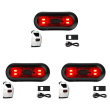 3X LED-Helmlicht, Motorhelmremlicht Oplaadbare Fiets Achter Rood Veiligheidswaarschuwingslampje voor Nachtrijden
