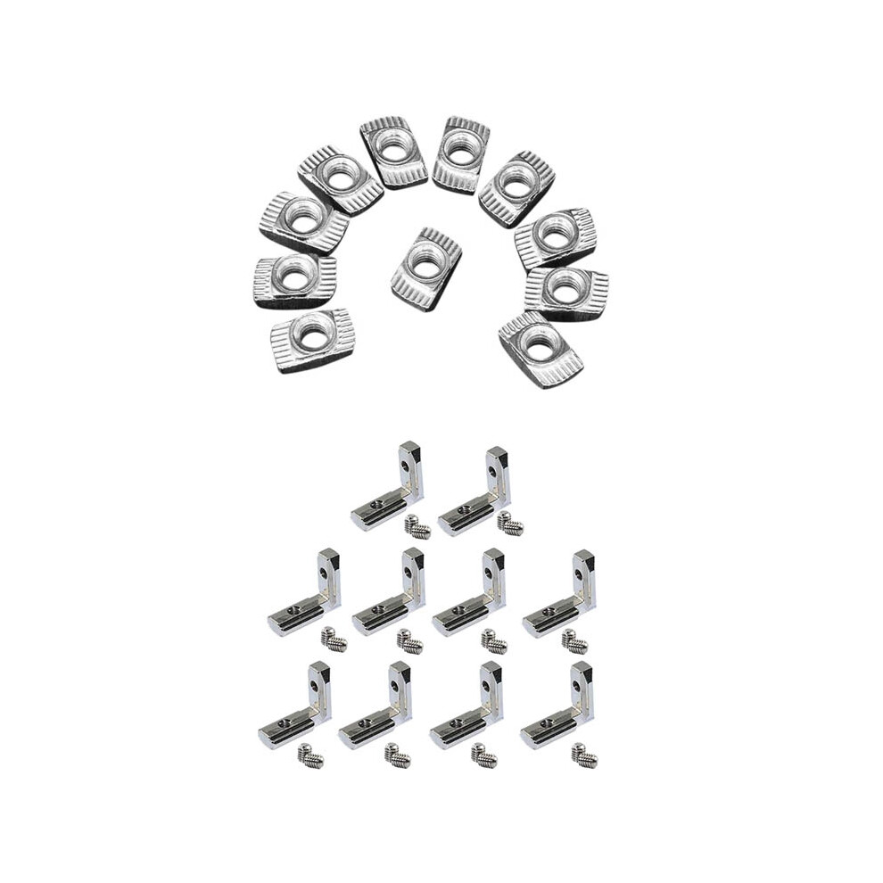 100X M5 Hammer Nut Carbon Steel Aluminum Connector & 20Pcs T Slot L-Shape Interior Inside Corner Connector Joint Bracket 6031670095007
