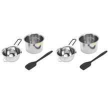 4X Double Boiler Pot Set Stainless Steel Melting Pot with Silicone Spatula for Melting Chocolate,Soap,Wax,Candle Making