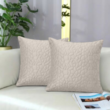 (pack of 2, BEIGE) Luxury Quilted Velvet Cushion Cover with Pad - Soft & Elegant Decorative Pillow Case