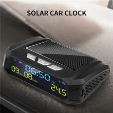 2X Car Solar Digital Clock with LCD Date In-Car Temperature Display for Outdoor Personal Car Part Decoration B