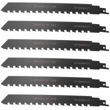 6X Reciprocating Saw Blade Carbide Tungsten Carbide for Cutting Porous Concrete, Fibre Cement, Brick 240mm/9.45Inch