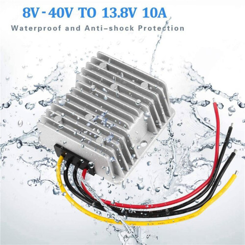 2X  Automatic Buck Boost Converter  8V-40V to 13.8V 10A Step Down  Voltage Regulator Waterproof Voltage Reducer 2