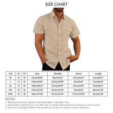 Men's Apricot Short Sleeve Button Down Shirt XXL Breathable Light Casual