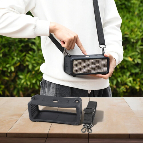 Case Silicone Protective Cover For Marshall Emberton III With Adjustable Shoulder Sling White 2