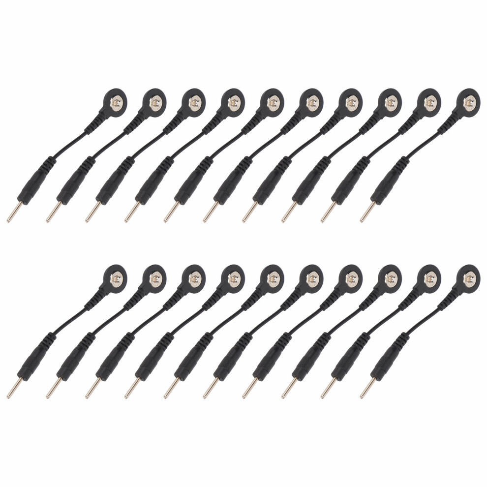 Black 20Pcs Tinsel Wire Electrode Leads 2In For Tens & Therapy Machines