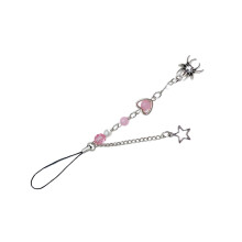 Phone Lanyard Halloween Spiderweb Pendant-Pink Section 1